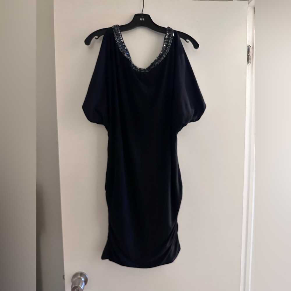 Black Off the Shoulder Beaded Dress - Size 12